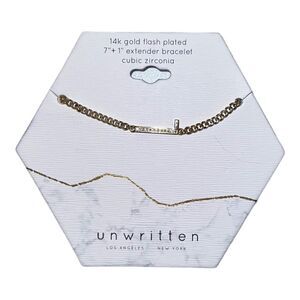 Unwritten Cubic Zirconia Initial Link Bracelet 14K Gold Plated "L" NWT